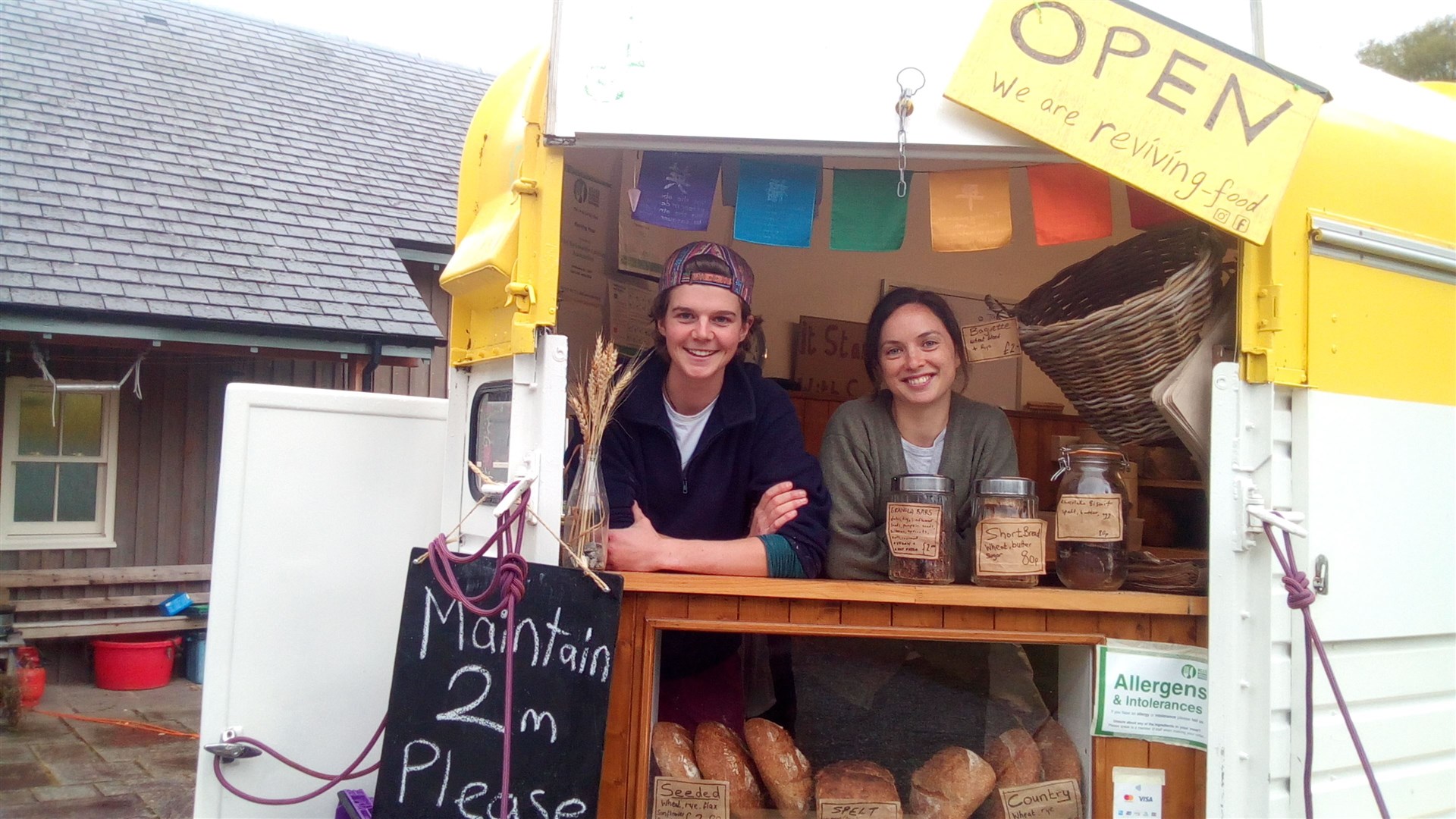 Rosie (left) and Abi at their horse box base