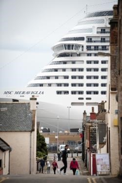 The MSC Meraviglia at port in Invergordon.