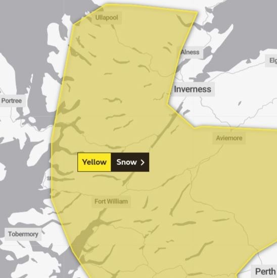 The snow warning will be in place for 45 hours from 3pm on Saturday. Pic: Met Office