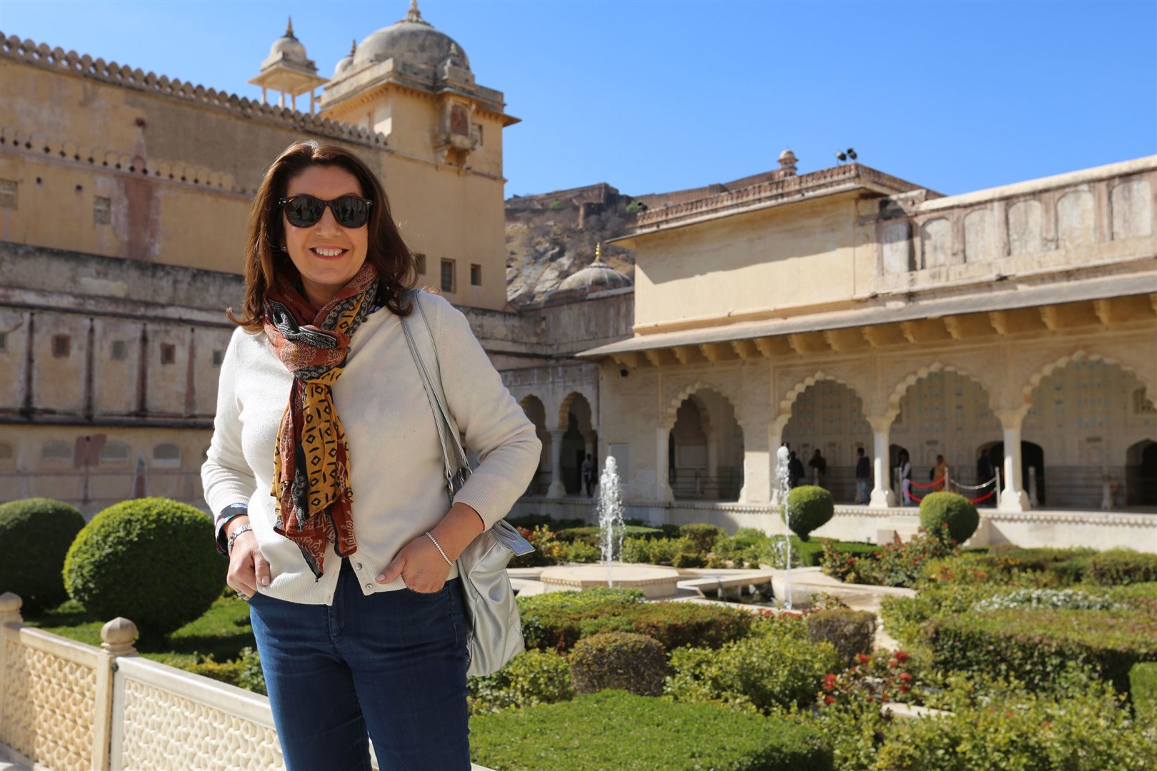 Jane McDonald at Amber Fort, Jaipur, in Cruising With Jane McDonald.