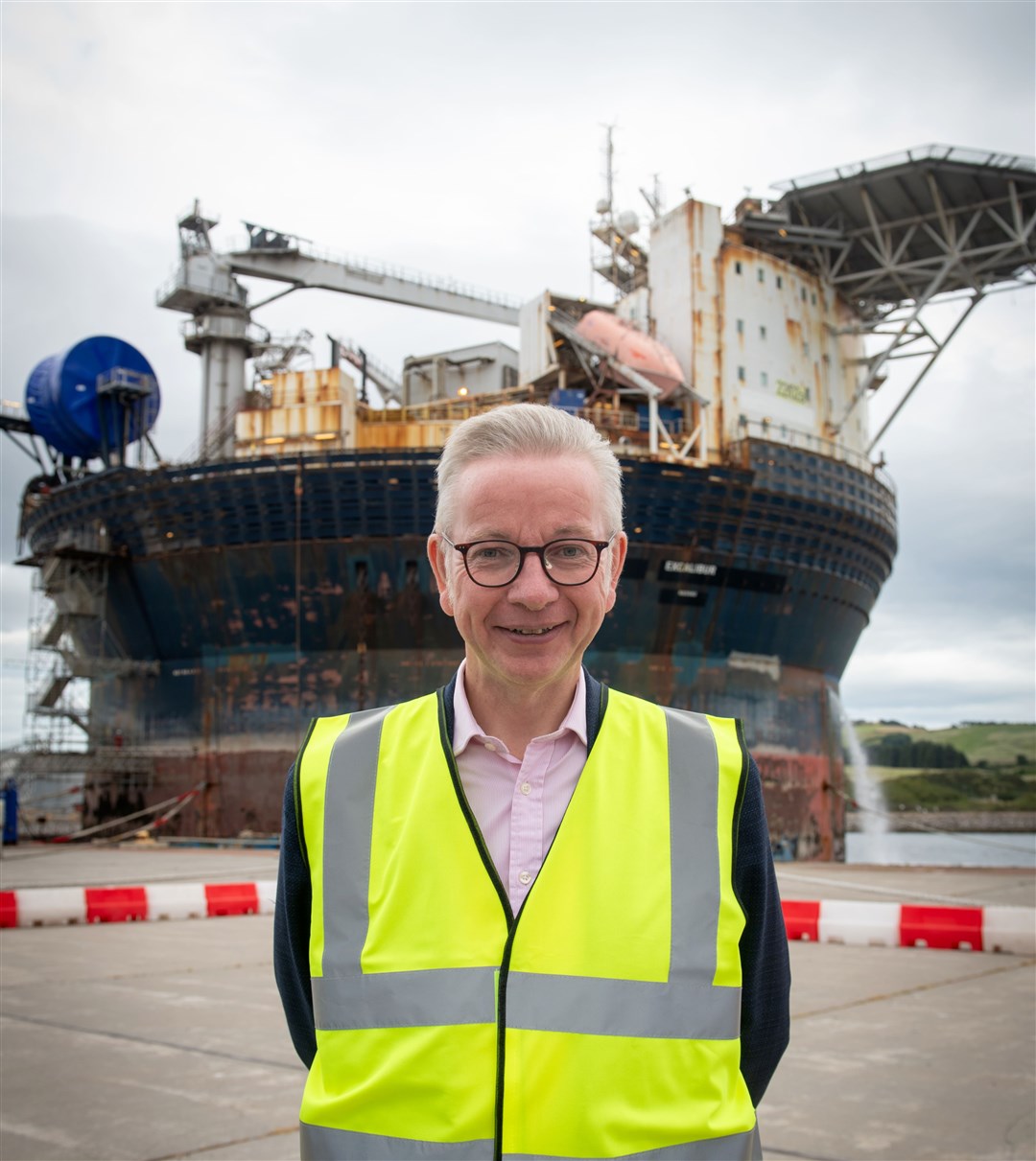 Michael Gove visiting the Green Freeport. Picture: Callum Mackay..
