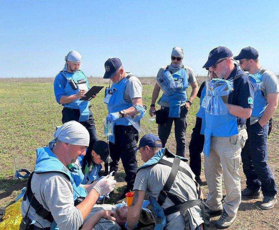 The HALO Trust runs a casualty evacuation exercise at one of its sites in Ukraine.