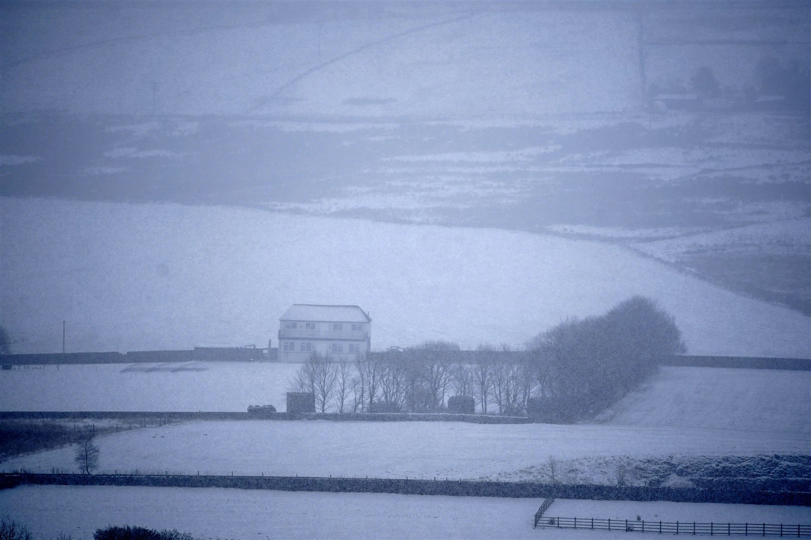 Heavy snow fell in Saddleworth near Oldham (Peter Byrne/PA)