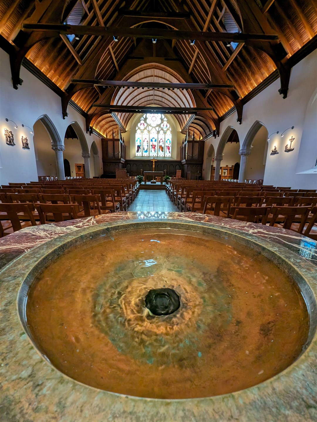 A chapel on the Georgetown campus offered a moment of peace and respite from the heat. Picture: Hector Mackenzie