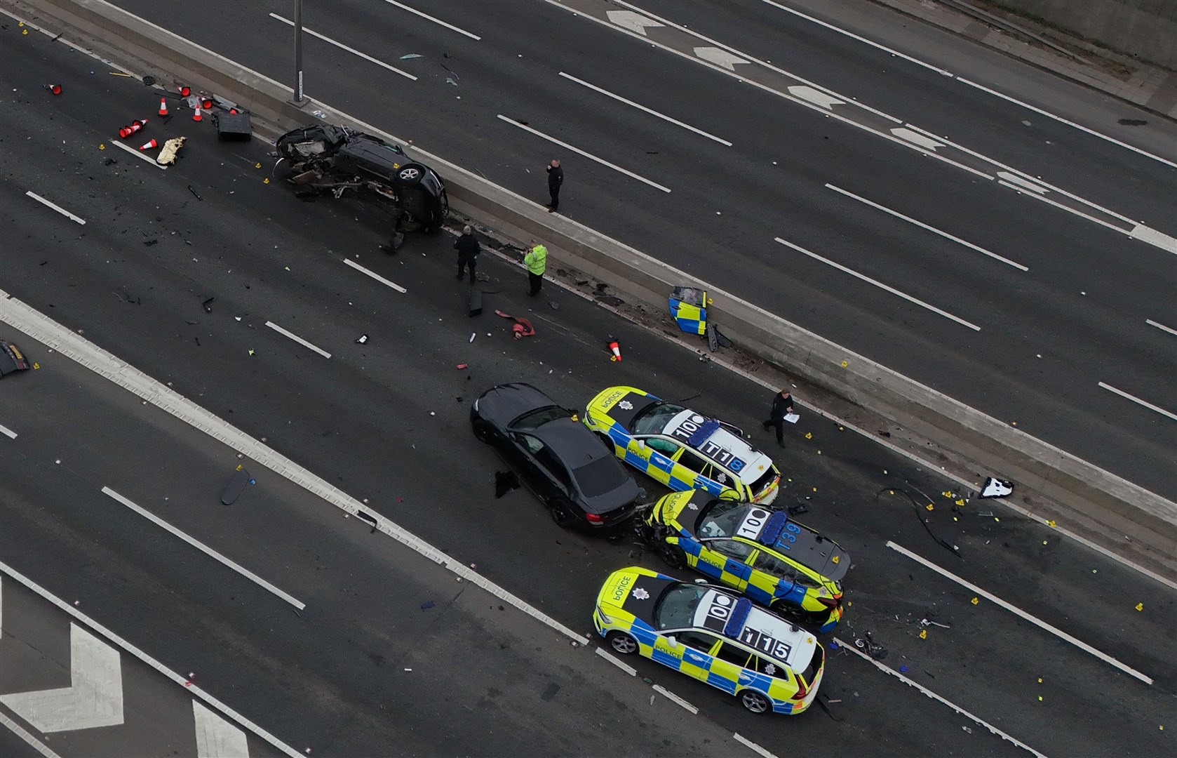 The scene on the A1 after the crash on April 9 (Owen Humphreys/PA)