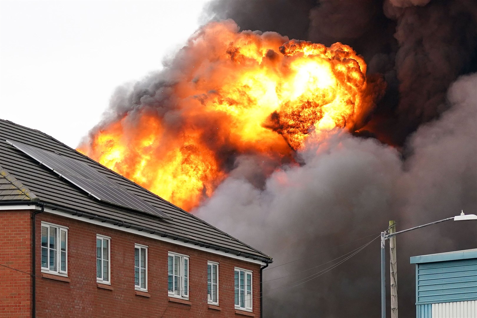 A large fire at an industrial premises in in Juno Drive, Leamington Spa (Jacob King/PA)