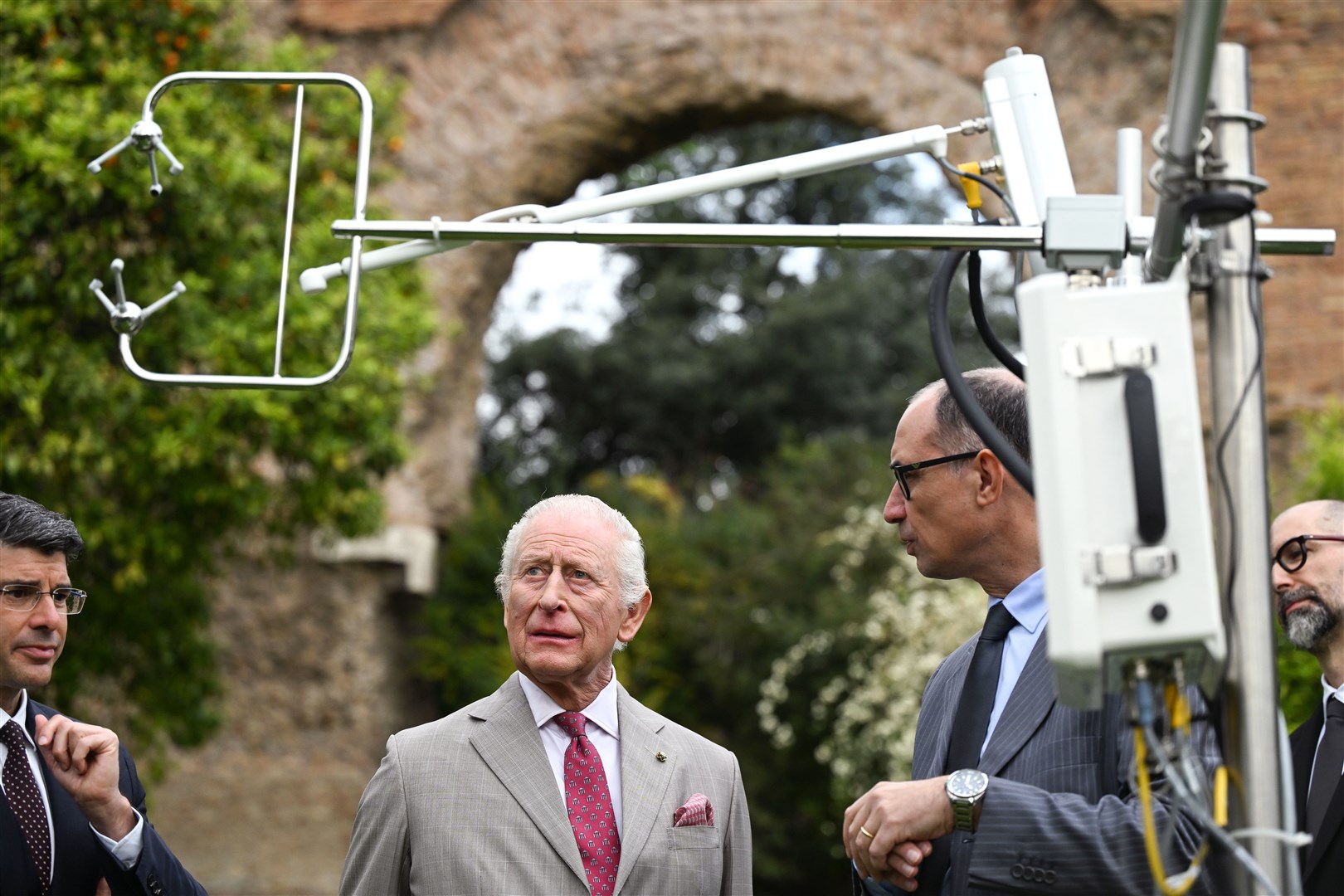 Charles met representatives from the Circular Bioeconomy Alliance in the gardens of the UK ambassador’s residence Villa Wolkonsky in Rome Victoria Jones/PA)