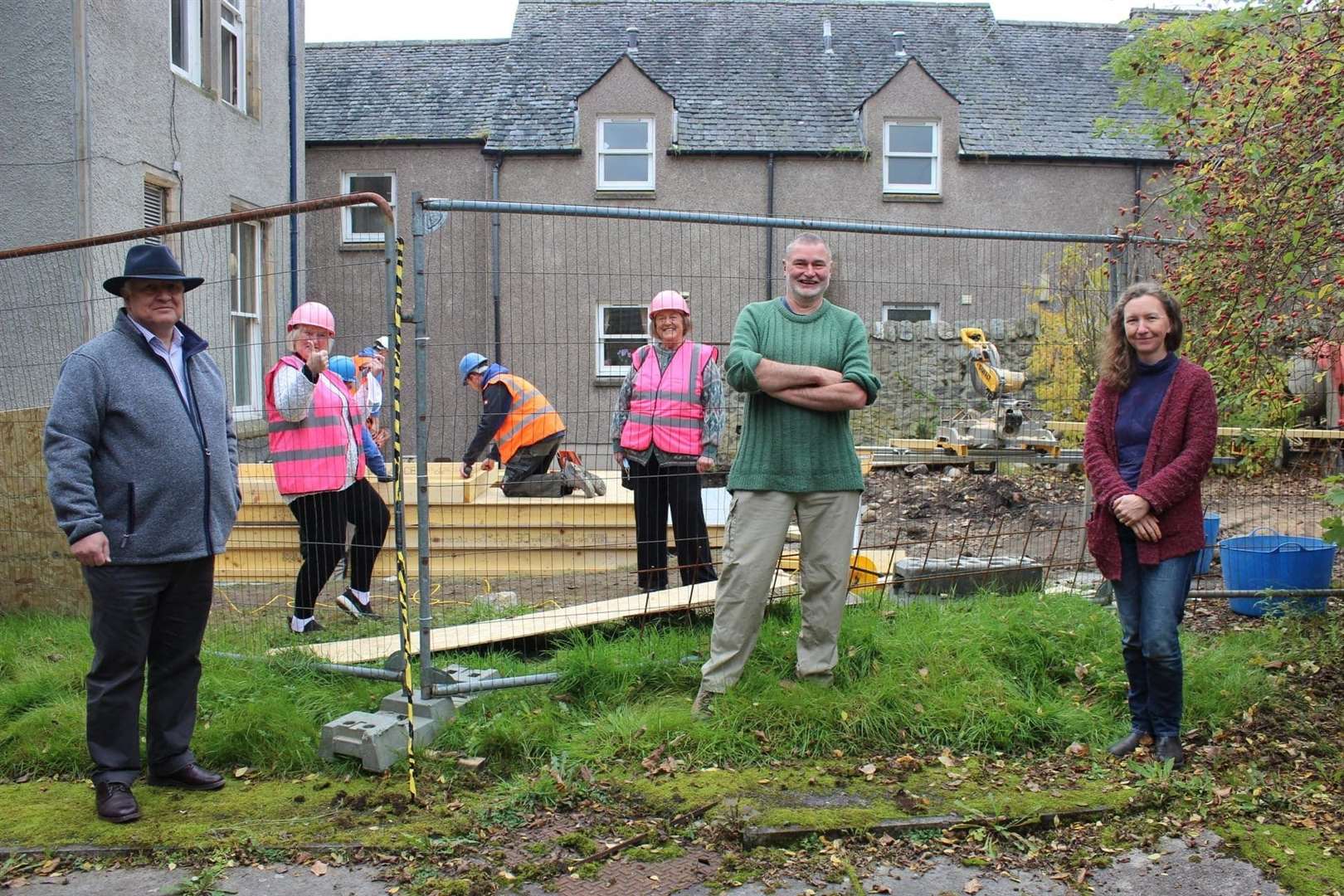 It's all go at the new Kingussie hub, say (from left) Highland councillor Bill Lobban, Carolyn Cornfield, Caberfeidh Horizons chair Patsy Rimell and the two staff members who will, through a brand new job share, serve as community hub managers: Sandy Maxwell and Helen Armour. (Photo: David Macleod)