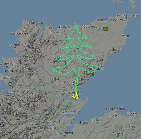 The light aircraft followed a route that mapped out the outline of the festive favourite.