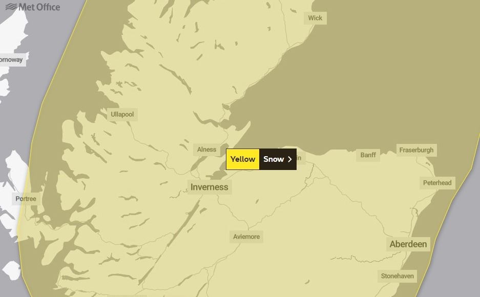 Yellow weather warning on Wednesday. Picture by: Met Office.