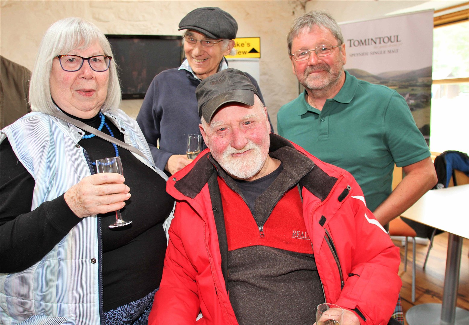 Former member John Gould (centre) his wife Avril, former member Roger Gaff behind and present team member Willie Anderson (right)