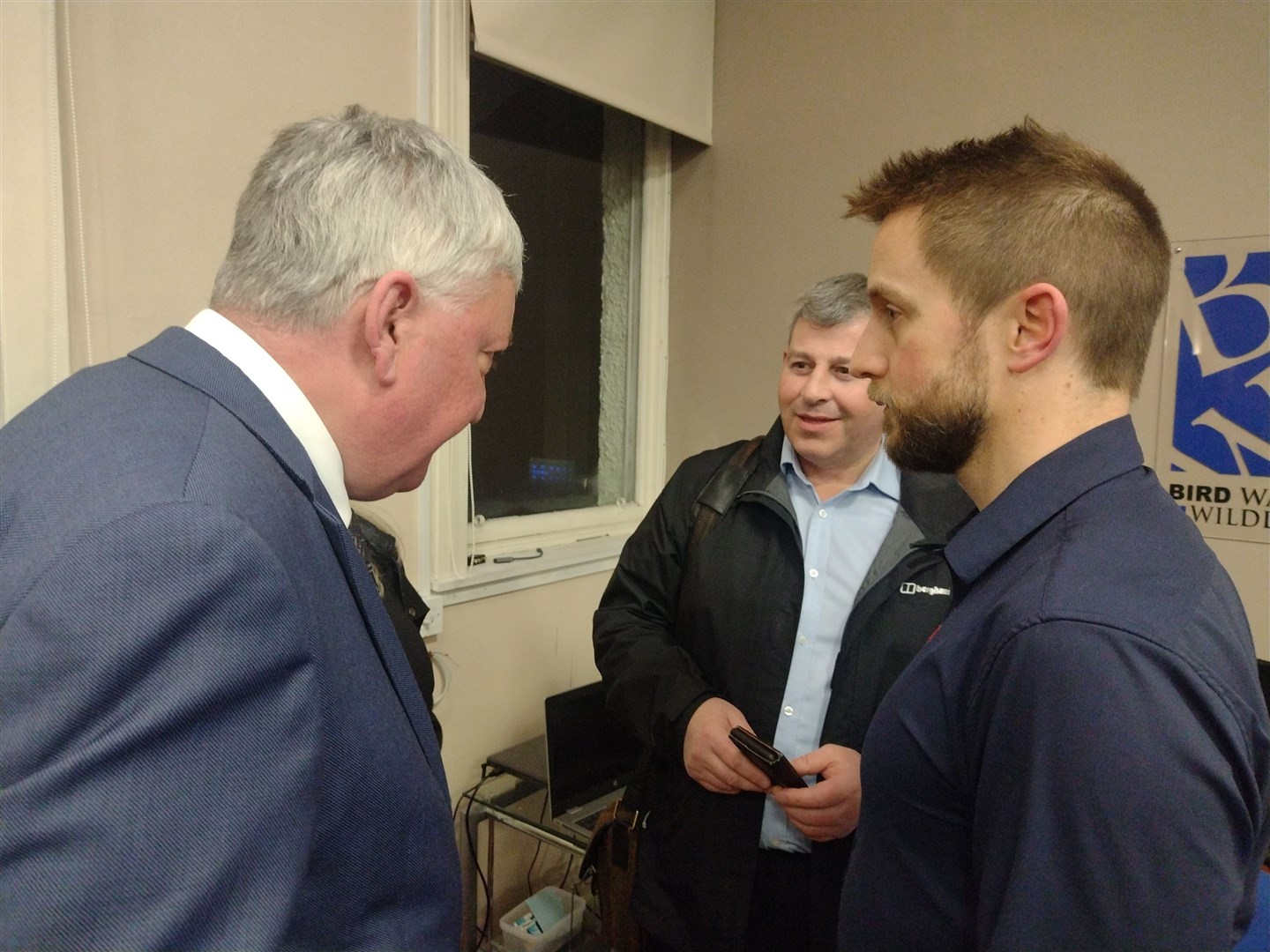 CONSULTATION: Fergus Ewing MSP (left) chats after the meeting with Richard MacDonald (NHS Deputy Director of Estate Facilities) and Dr Al Miles.