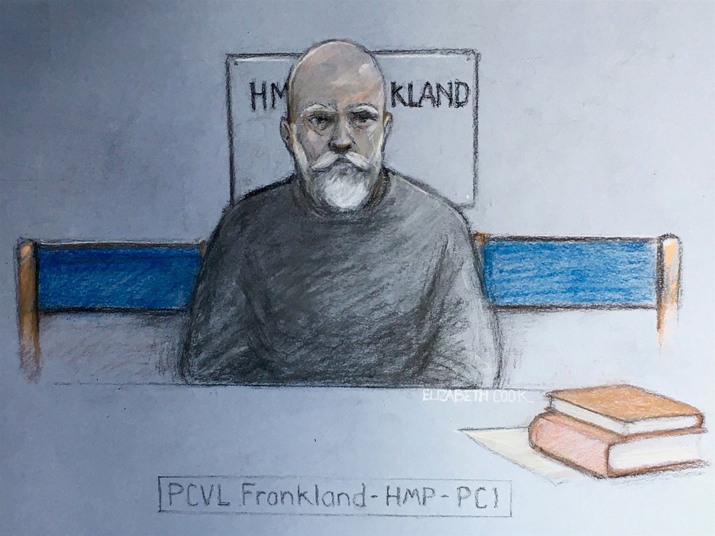 Court artist sketch of Wayne Couzens appearing at a previous hearing at the Old Bailey via video-link from Frankland Prison (Elizabeth Cook/PA)