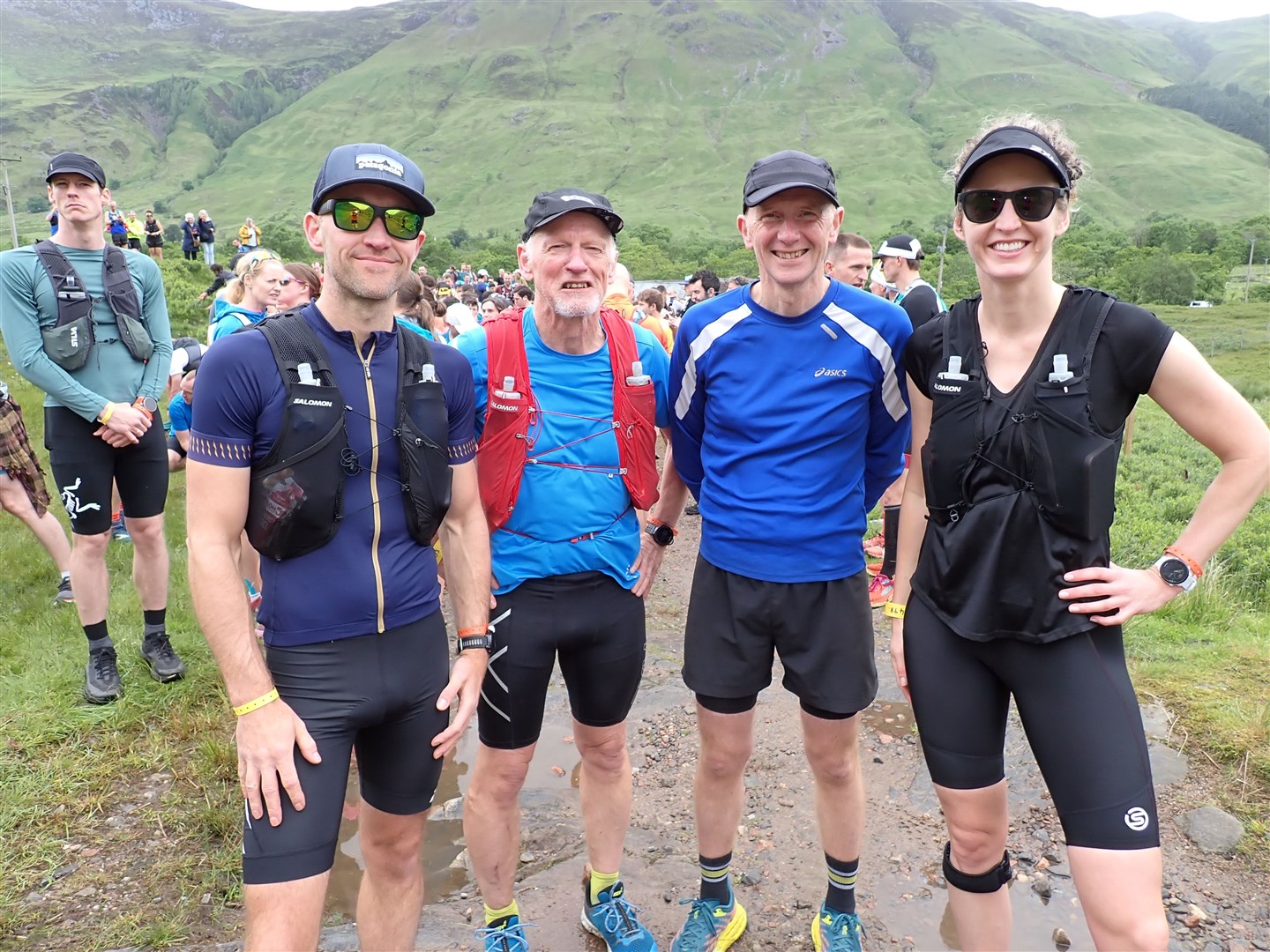 Inverness Harriers (from left) Paul Paterson, Graeme Ambrose, John Macleod and Sia Cunningham at the start in Kintail.
