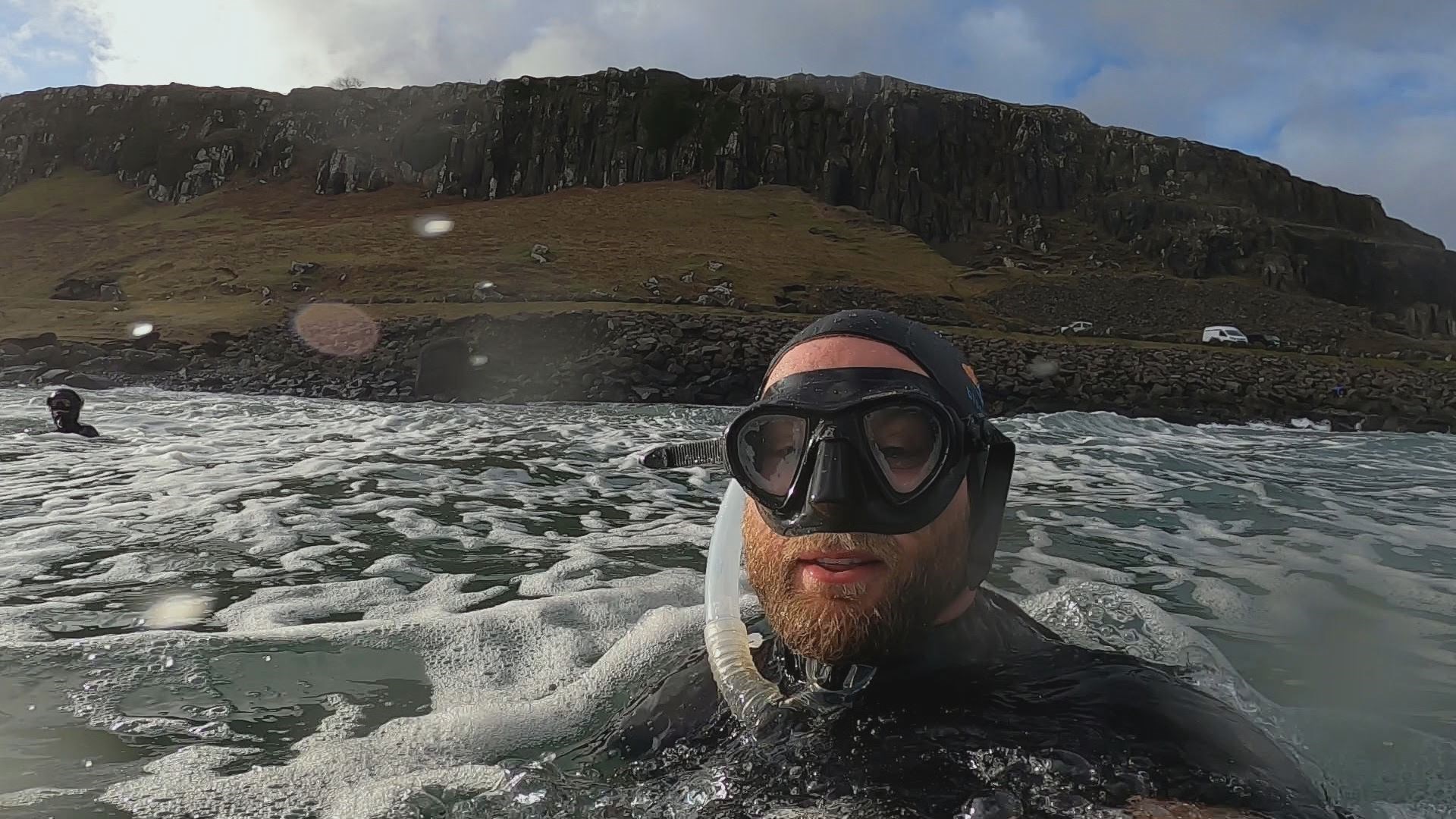 Calum Maclean gets into the water for BBC Alba TV programme Trusadh - Air as gu Nadur