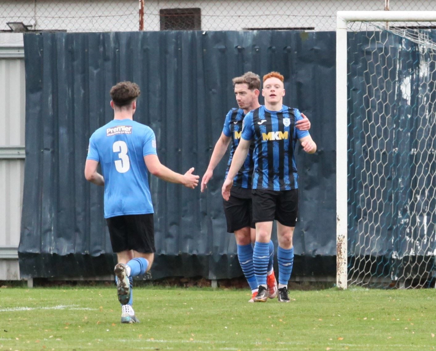 Caelan Mutch (right) celebrates opening the scoring for the Jags against Fraserburgh.