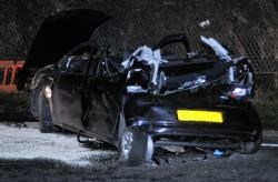 The VW Polo badly damaged in last night's accident