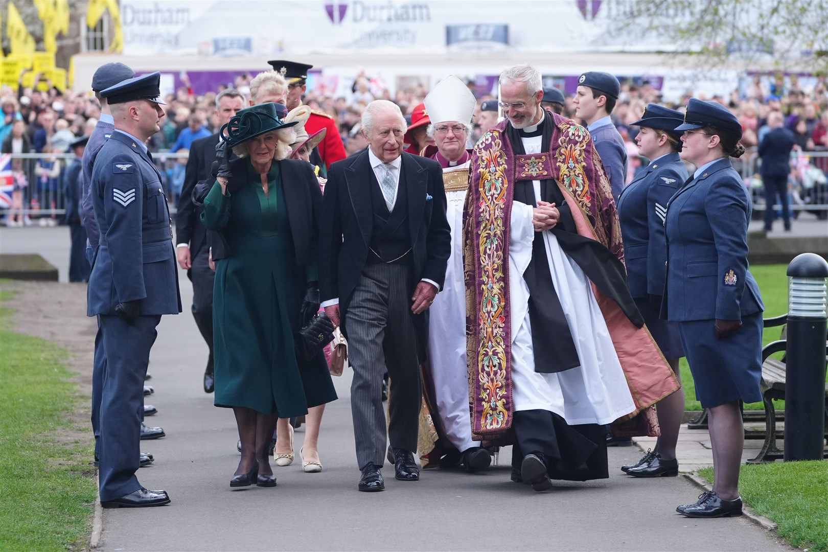 Charles and Camilla arrive for the Maundy service at Durham Cathedral (Owen Humphries/PA)
