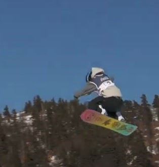 FLYING HIGH: Rothney in full flight yesterday. She now looks forward to tomorrow's big air.