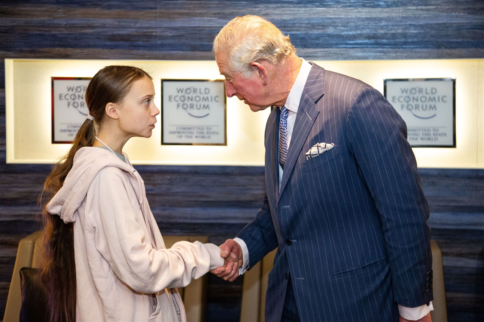Greta Thunberg met the Prince of Wales in Davos (World Economic Forum/PA)