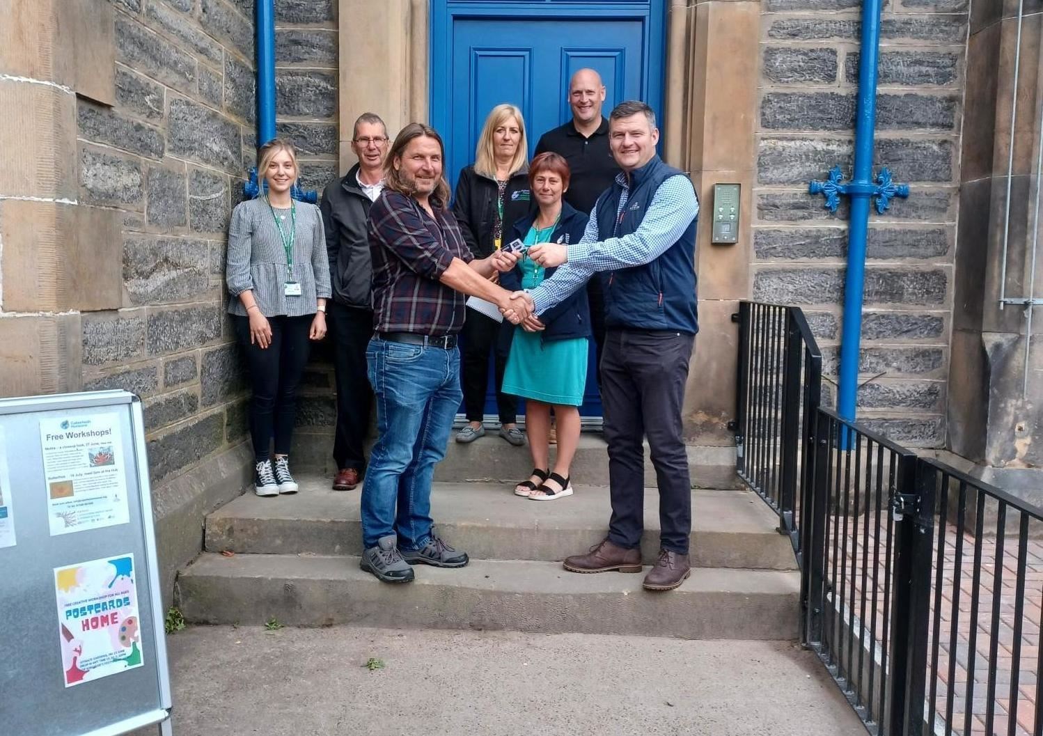 Opening Day: from left, the chair of Badenoch and Strathspey Committee Councillor Russell Jones with the contractor IBI Ltd and project team members.