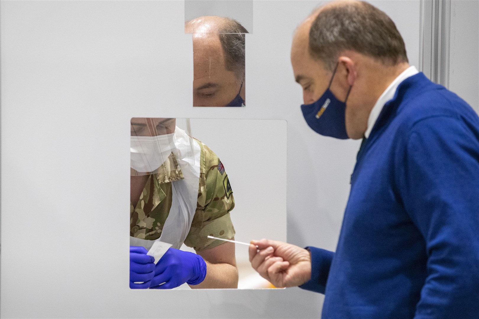 Defence Secretary Ben Wallace during a visit to a Covid testing centre at Liverpool Exhibition Centre last month (Peter Byrne/PA)