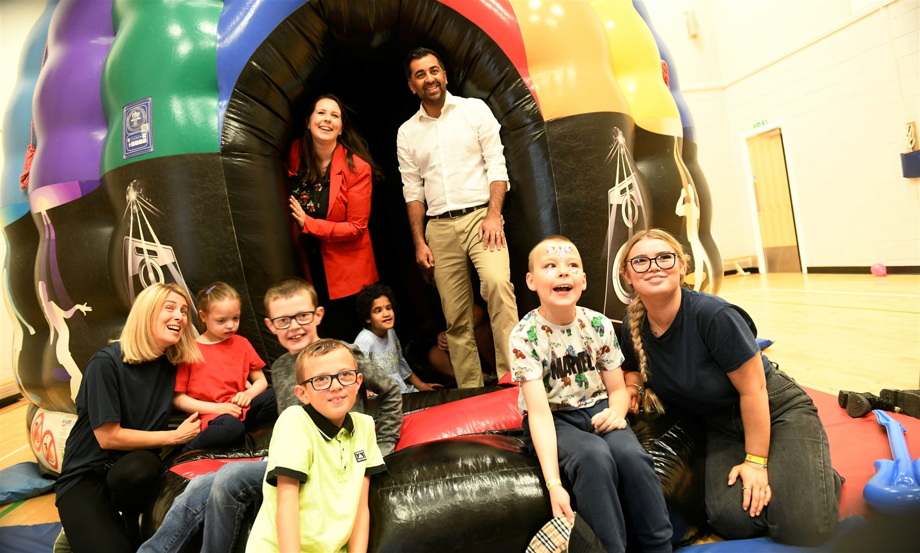 Humza Yousaf at SNAP with Emma Roddick and some of the children. Picture: Callum Mackay..