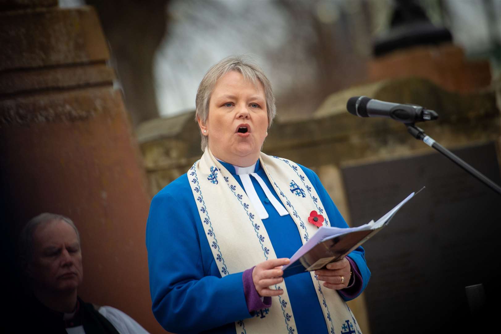 Rev Fiona Smith at last year's Remembrance Service Picture: Callum Mackay.