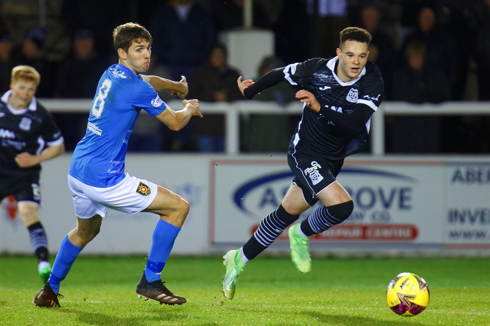 Dylan Lawrence (right) scored on his Lossiemouth debut.