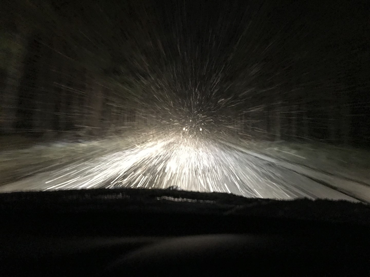 A view from one of the vehicles heading up the Cairngorm ski road earlier today.