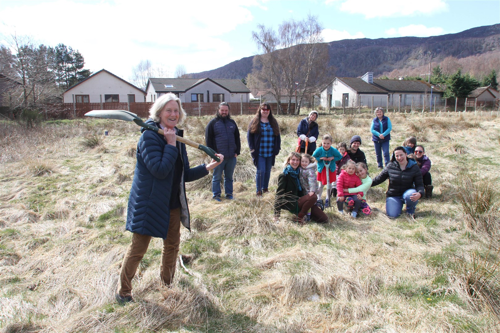 Judith Marten and supporters of the plans for allotments in Aviemore.