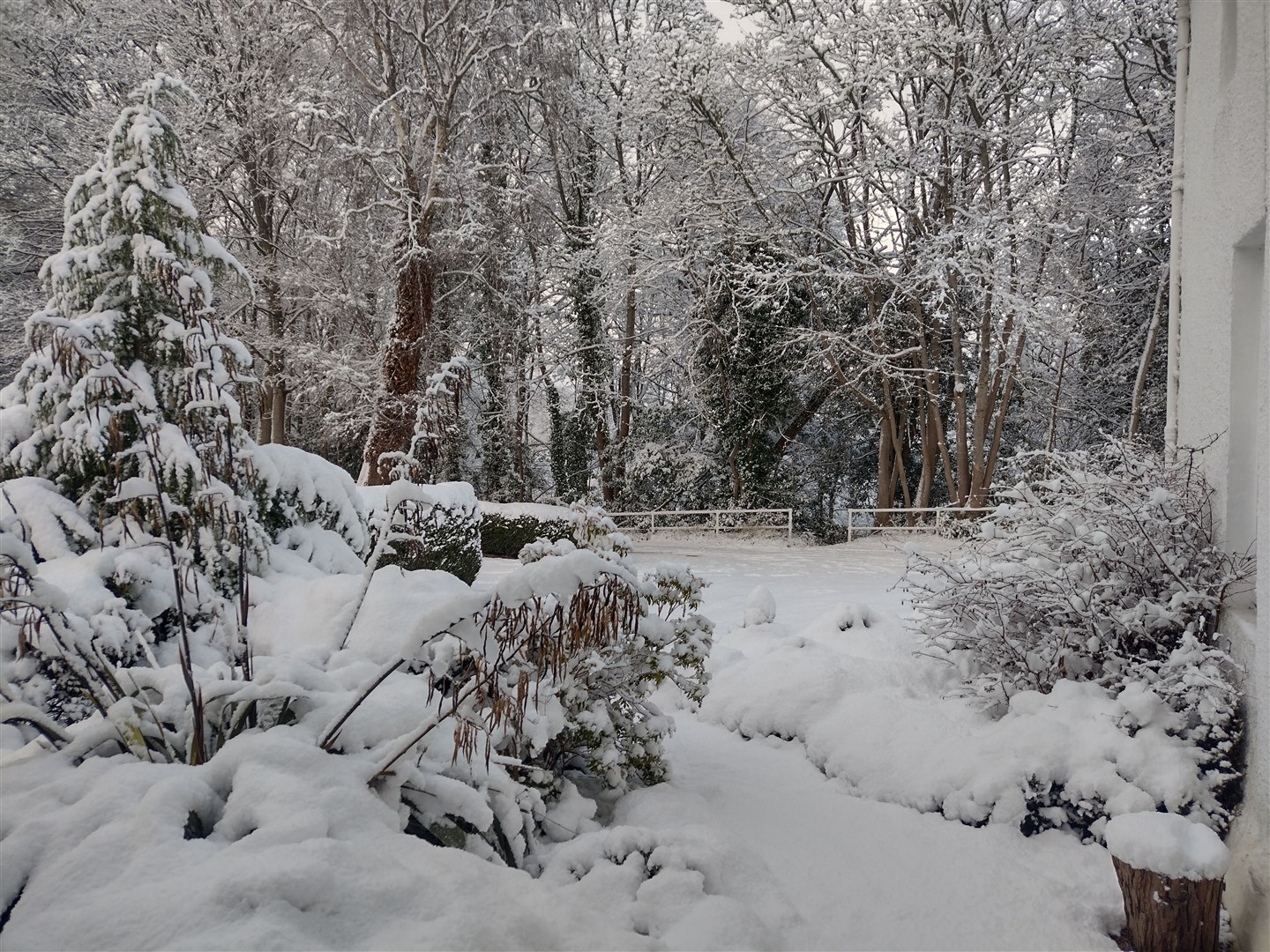 Snow in Stratherrick Road in Inverness.