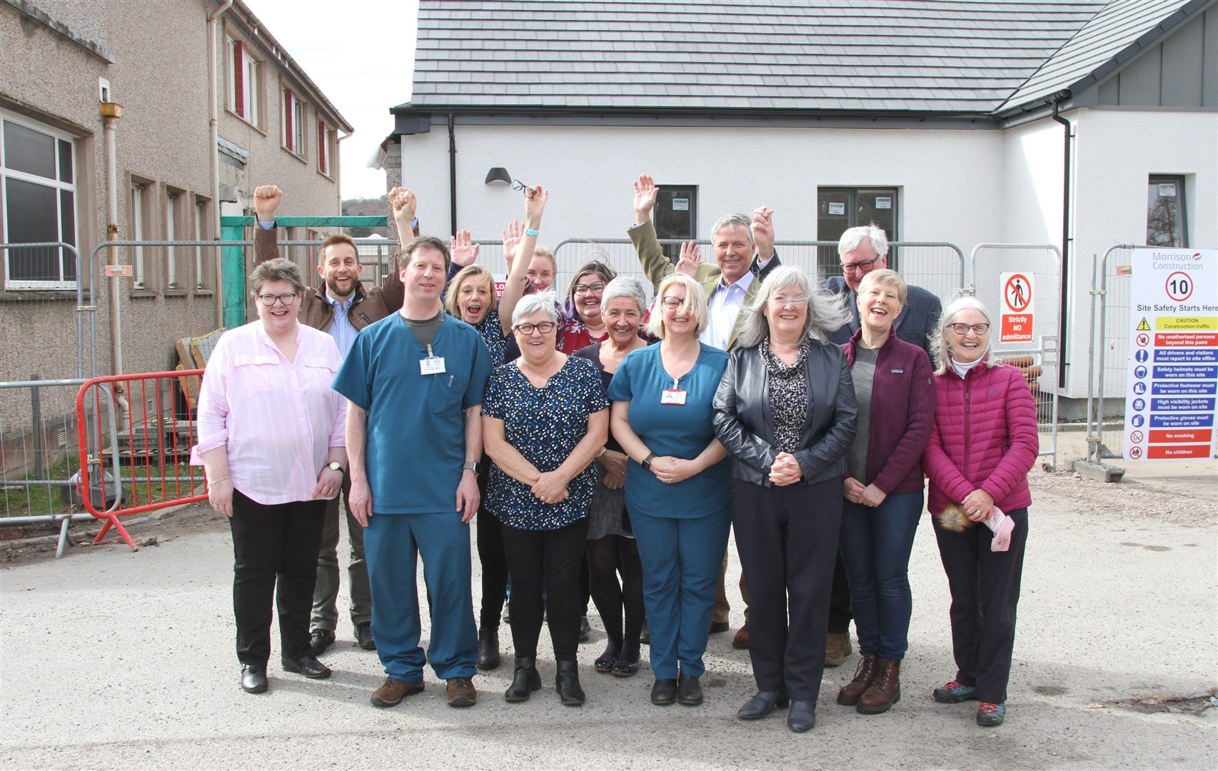 JUBILATIONS: Leaders of the campaign this afternoon at Grantown.