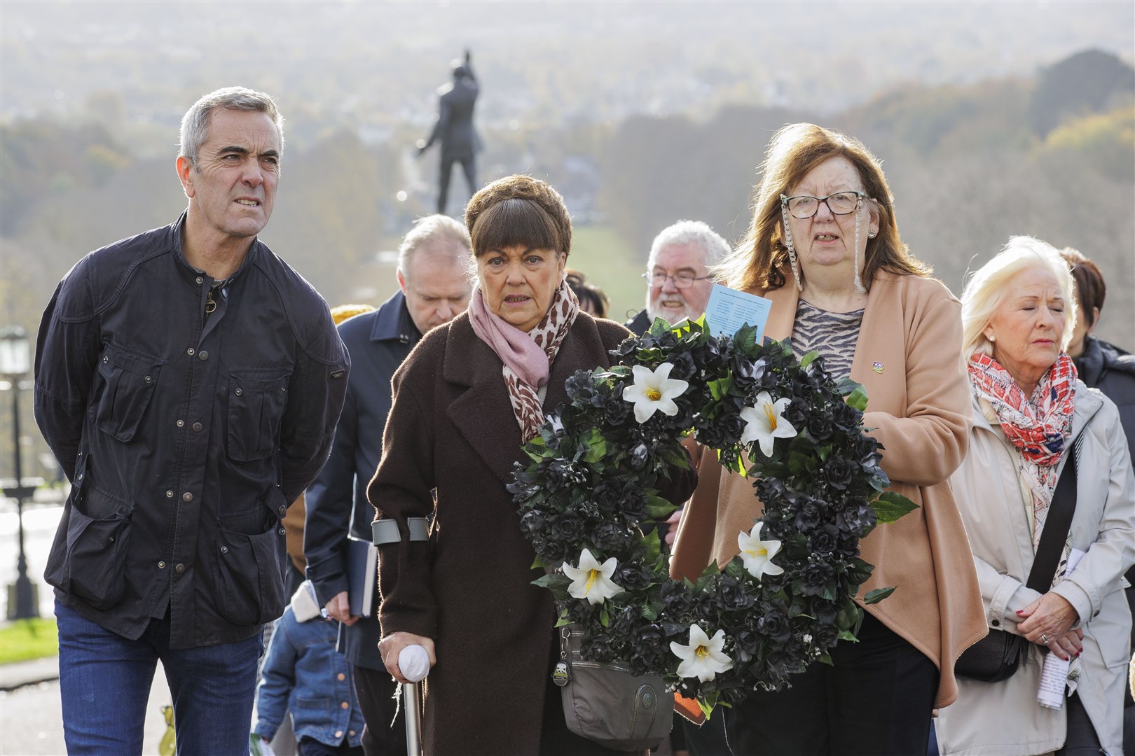 Northern Ireland actor James Nesbitt, left, takes part in a silent walk with the families of the Disappeared (Liam McBurney/PA)