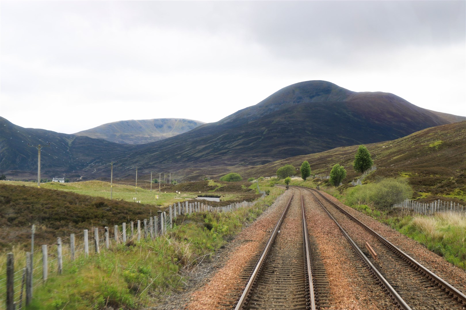 The Highland mainline at the Drumochter Pass south of Dalwhinnie.