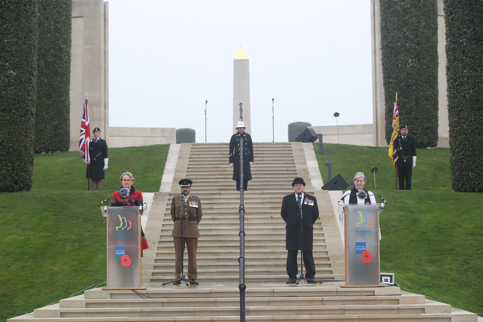 Chaplains, veterans and soldiers at the National Memorial Arboretum in Alrewas (Danny Lawson/PA)