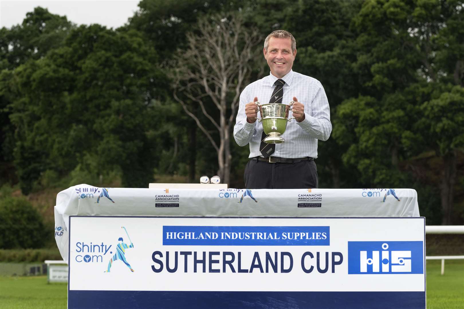 Camanachd Association President Steven MacKenzie makes the draw for the 2021 HIS Sutherland Cup quarter finals.
