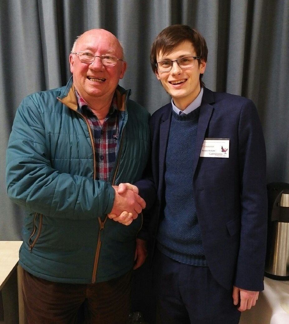 GENERATION GAME: Willie McKenna is congratulated by the new park convener Xander McDade.
