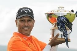 Jeev Singh, this year's Scottish Open winner, with the trophy