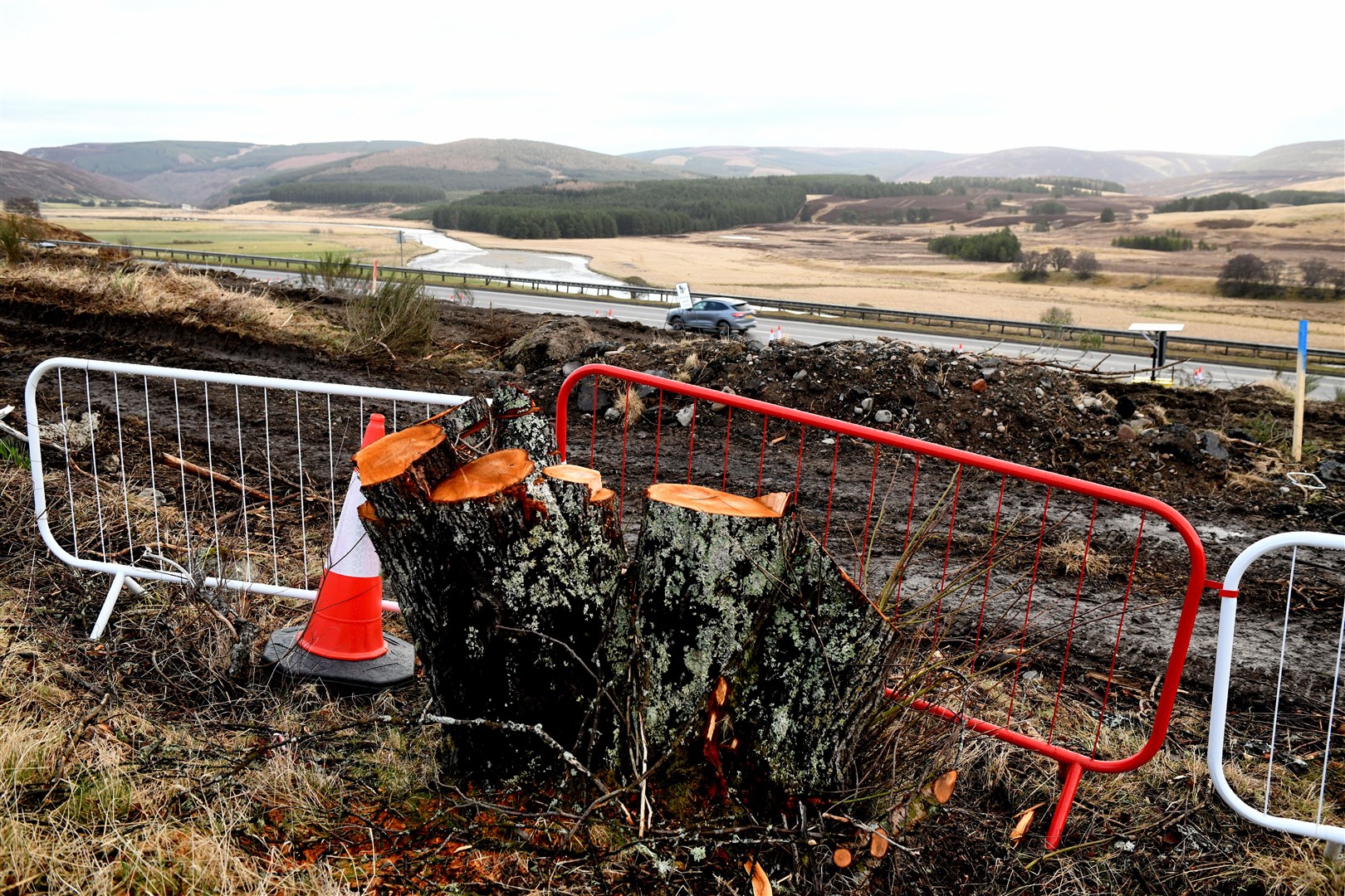 A9 Renee MacRae fenced off area between Tomatin junction and Invereen locator. Picture: James Mackenzie