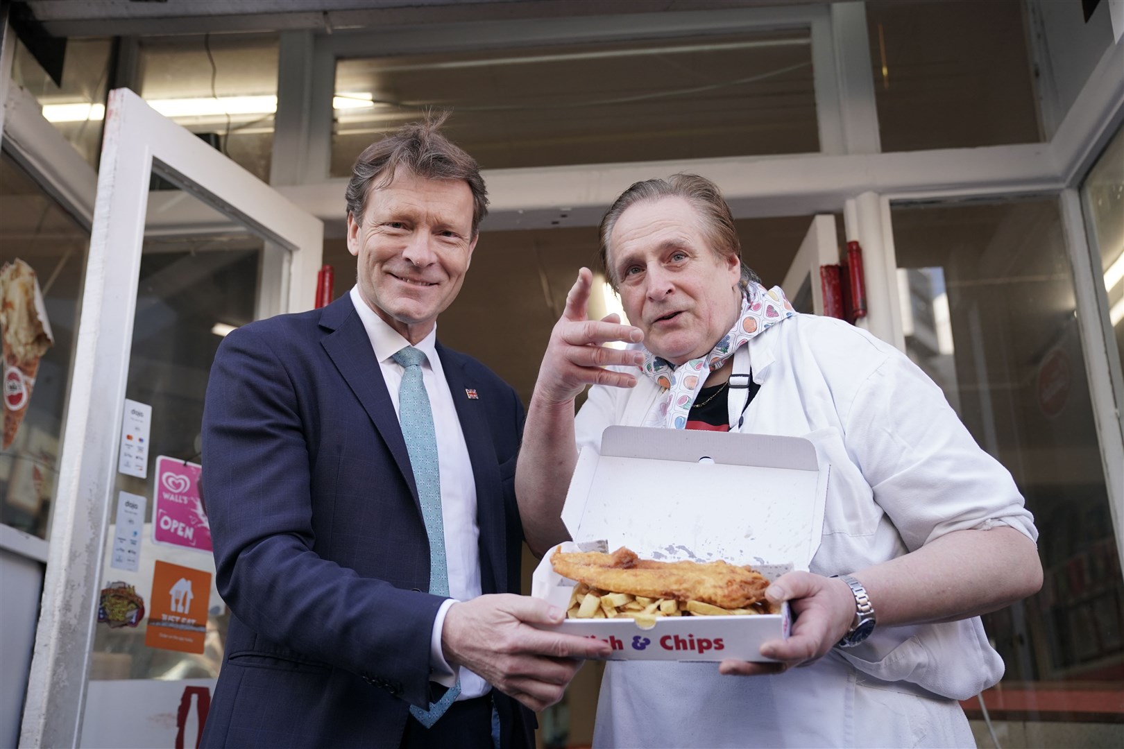 Richard Tice (left) was confident of success for Reform during his visit to Glasgow last week (Jane Barlow/PA)