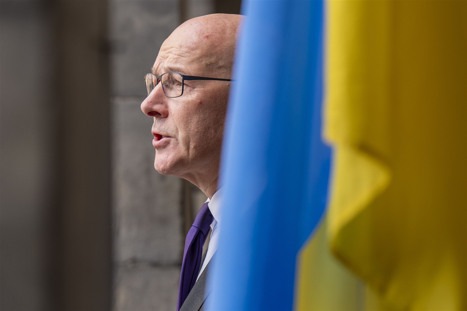 First Minister John Swinney reiterated the message that ‘Scotland stands with Ukraine’ (PA)