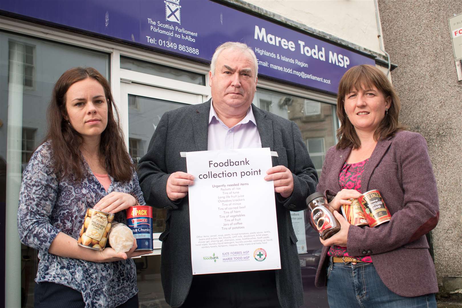 Kate and Maree with Finlay MacKenzie of Blythswood outside of the constituency office