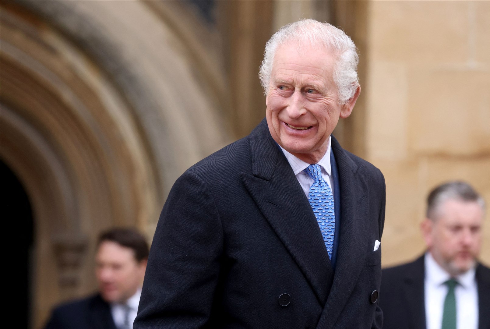 The King delighted well-wishers when he appeared at the church last year after cancer treatment (Hollie Adams/PA)