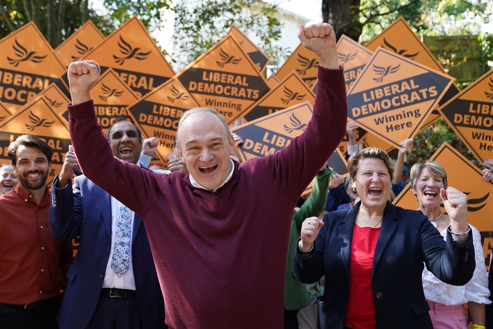 Sir Ed Davey alongside West Country MPs and key candidates at the Liberal Democrat conference at the Bournemouth Conference Centre on Saturday (Stefan Rousseau/PA)
