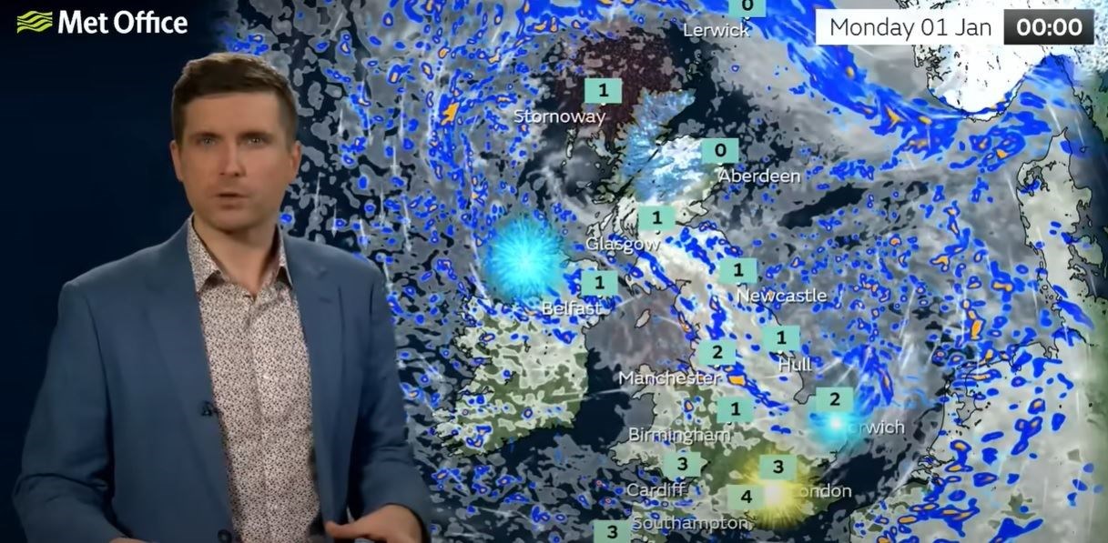 But the forecast was showing mostly clear spells over the Highlands for the bells on Hogmanay. This may change as we head into the weekend though, so keep an eye on the forecast. Picture: Met Office.