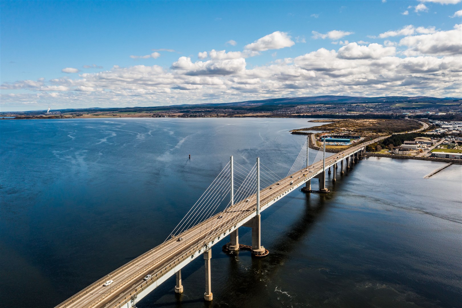 A drone's eye view of the Kessock Bridge.