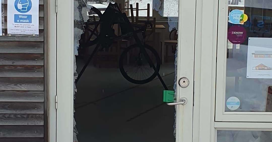 The Wee Bike Hub entrance smashed today