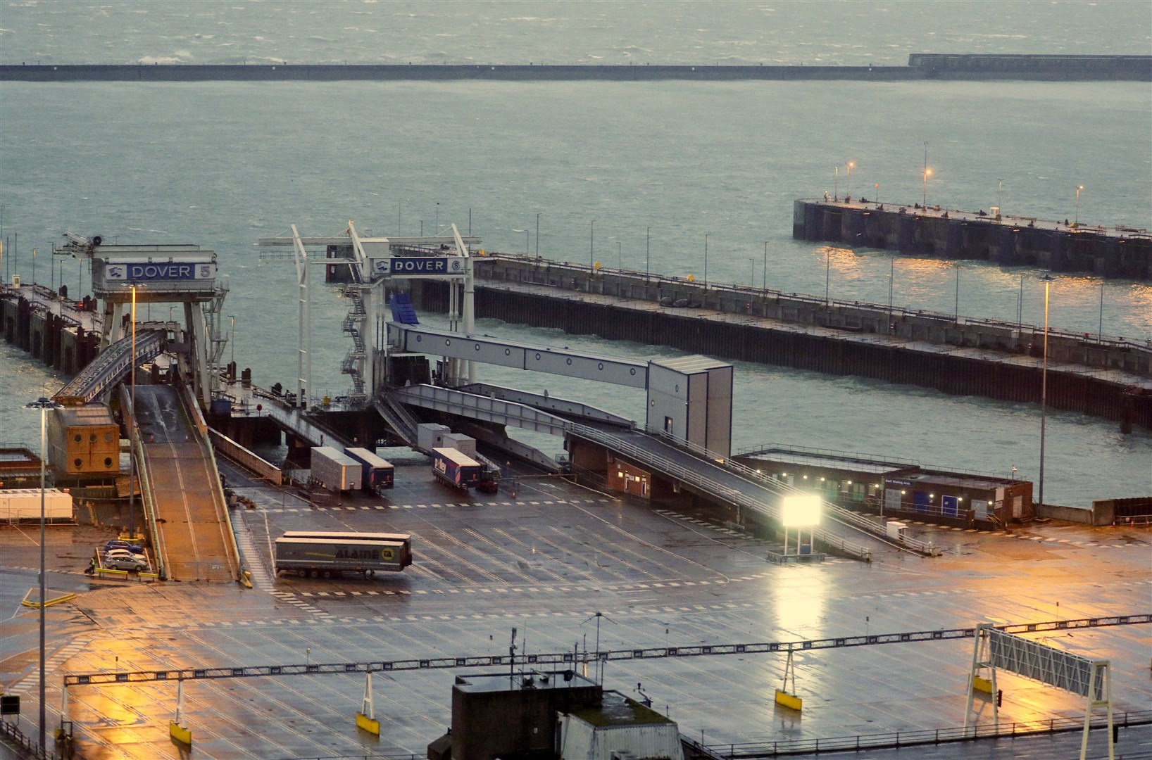 Empty ramps and lanes at the Port of Dover in Kent (Steve Parsons/PA)