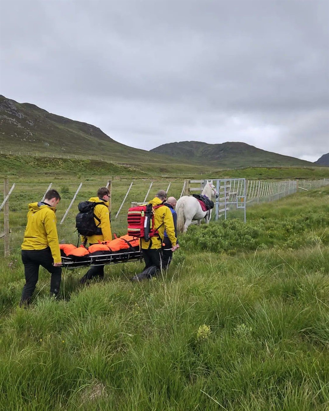 The Cairngorm Mountain Rescue Team rescued a horserider who sustained a leg injury while crossing a stream in Glen Banchor near Newtonmore.